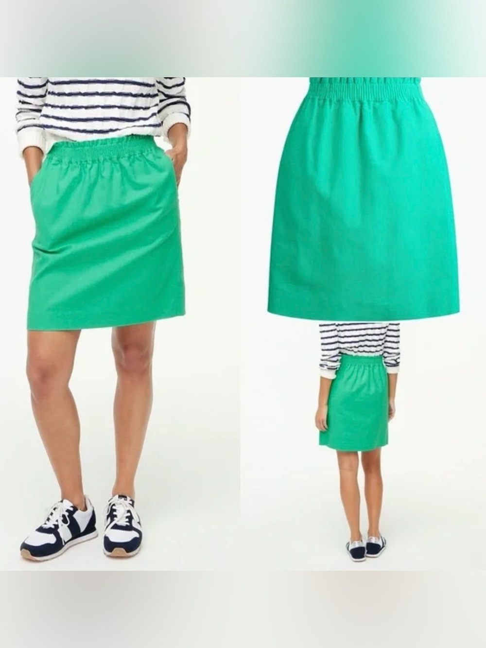 J.Crew Green Linen Blend City Skirt | Size 8 | With Pockets